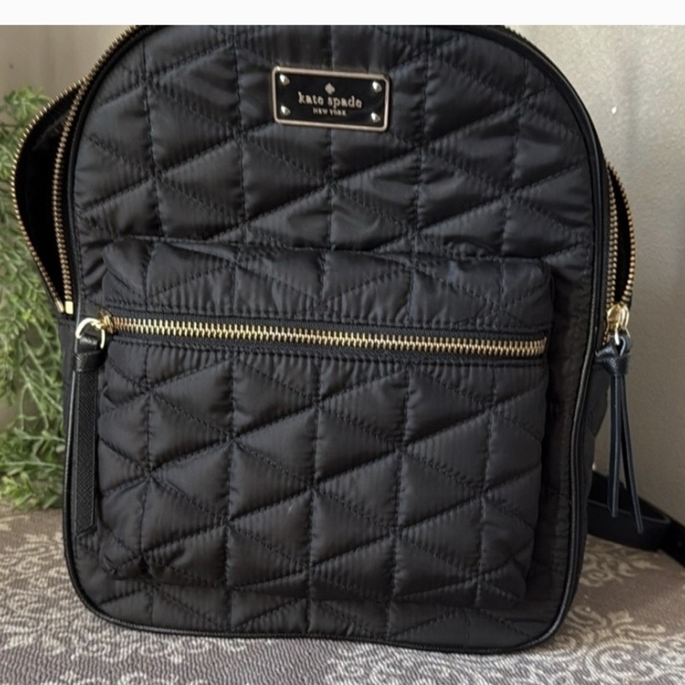 Kate Spade♠️Small Bradley Wilson Rd Quilted Backpack 18Kt Gold Hardware Like New - Picture 5 of 15